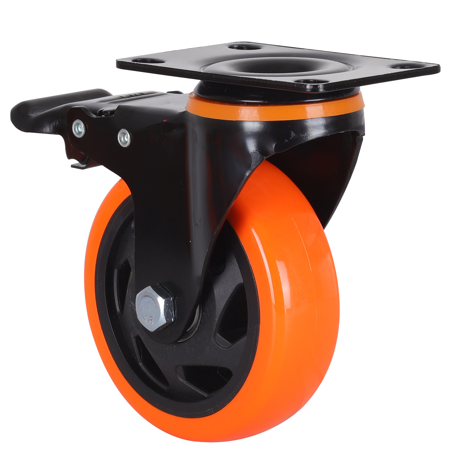 PLEYMA 100 mm 4-tommers industrielle gummivognhjul for arbeidsbenk Sentrallåsende styrehjul Kraftige styrehjul