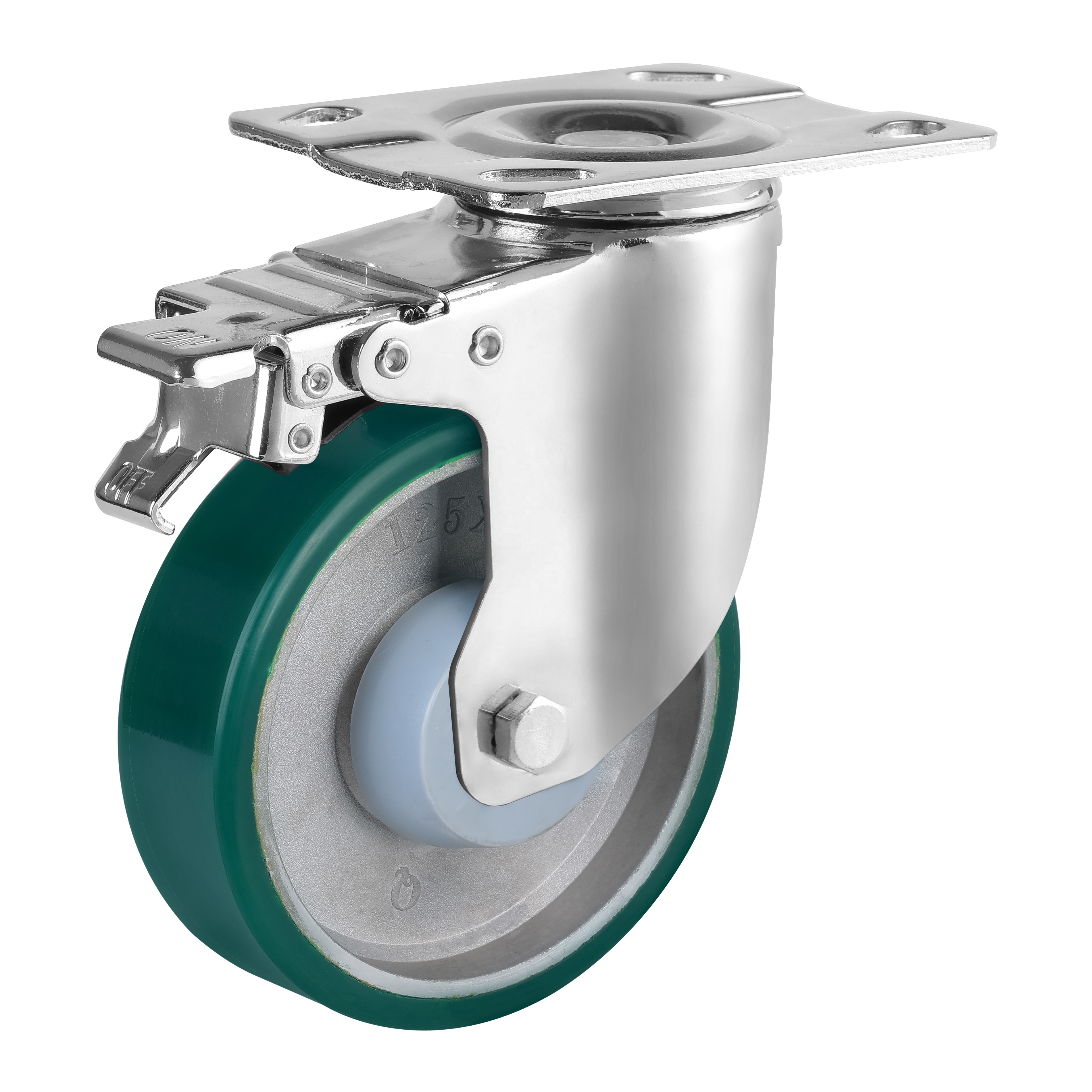Suhu rendah 230 KG Sedeng Tugas Berat Ganda Ball Bearing 5 Inci Swivel Alat Trolley Aluminium Rim Cast PU Caster Wheel