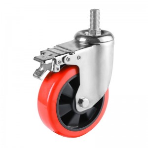 Red PU Caster Mëttelméisseg Heavy Duty Wheels Industrie Castors Wheels