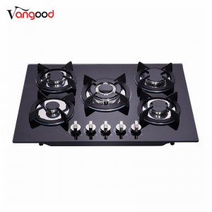 Glass Top 5 Burner Kitchen Built In Countertop Cooking Gas Stove