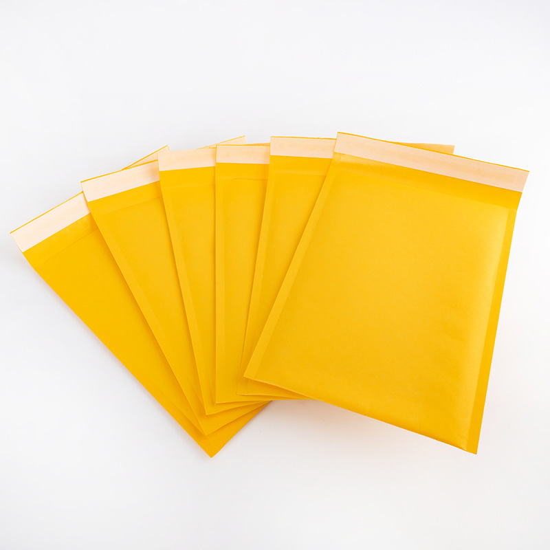 Желтые конверты с мягкой подкладкой из крафт-бумаги, почтовые отправления с пузырьками