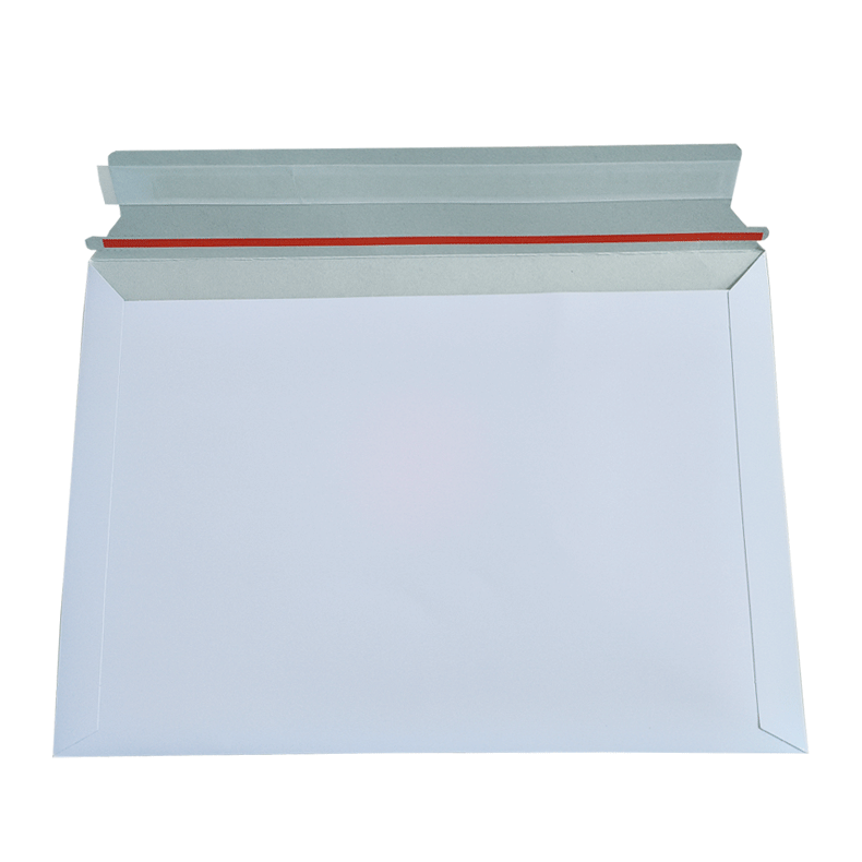 Self Seal Shipping Flat Rigid Cardboard White A4 Mailers with Tear Tape