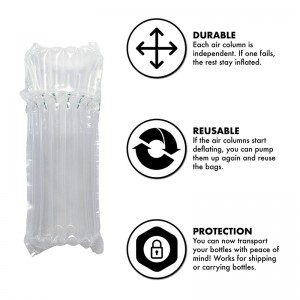 Oppblåsbar bobleputeinnpakning Beskyttende emballasjemateriale Luftsøylepose for vinflaske