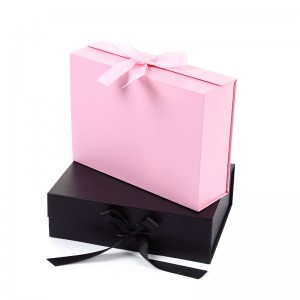 กล่องของขวัญกล่องบรรจุภัณฑ์แม่เหล็กพับได้คุณภาพสูงพร้อมฝาแม่เหล็กและริบบิ้น