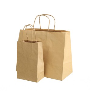 O presente do papel de embalagem de Brown ensaca a granel com sacos de portador de papel do punho da torção