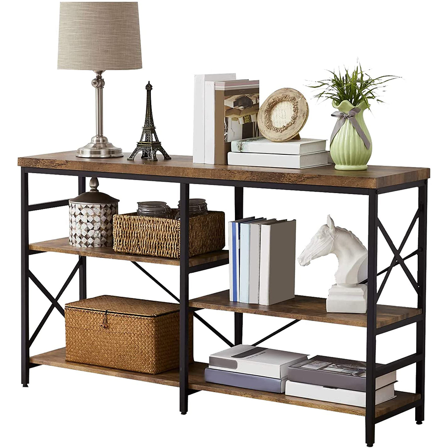 Industrial Sofa Table Console Table 3-Tier Industrial Rustic Hallway/Entryway Table Easy Assembly for Entryway and Living Room Featured Image