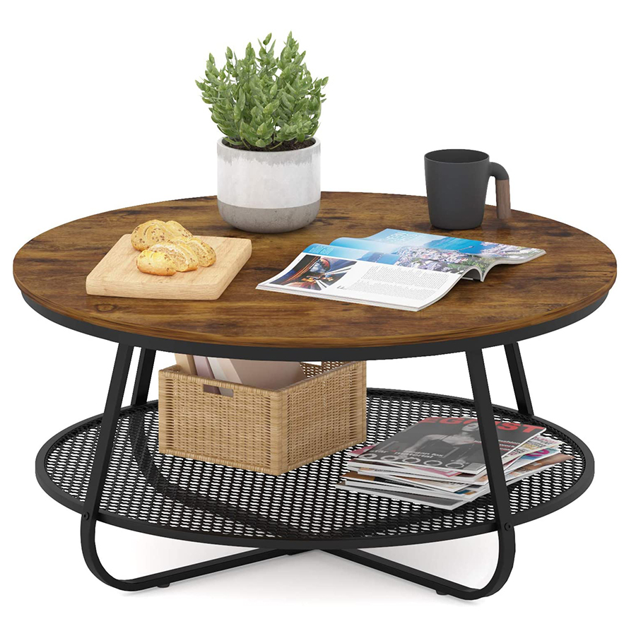 Modern Round Coffee Table with Storage Shelf Featured Image