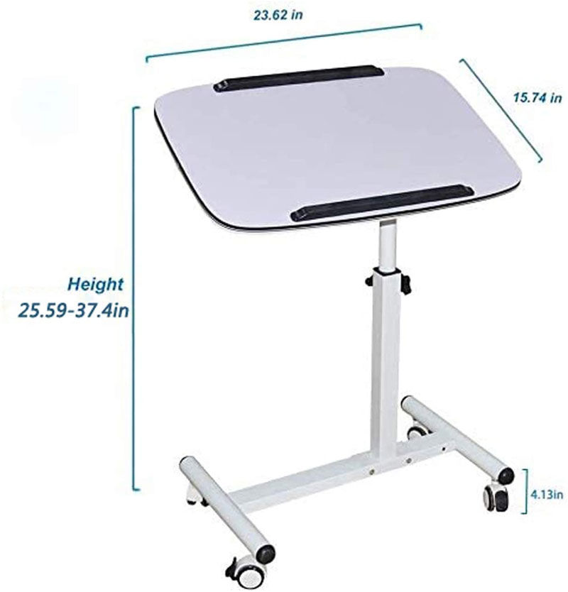 Height Adjustable Mobile Laptop Stand Desk Bedside Table Rolling Cart With Wheels For Home Office Living Room Bedroom