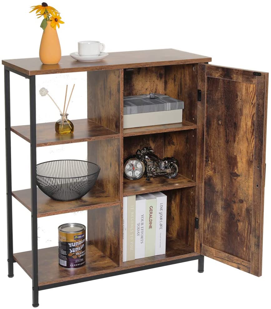 Living Room Entrance Brown Country Style Bookshelf Free-standing Bowl Board Floor Cabinet With Shelves