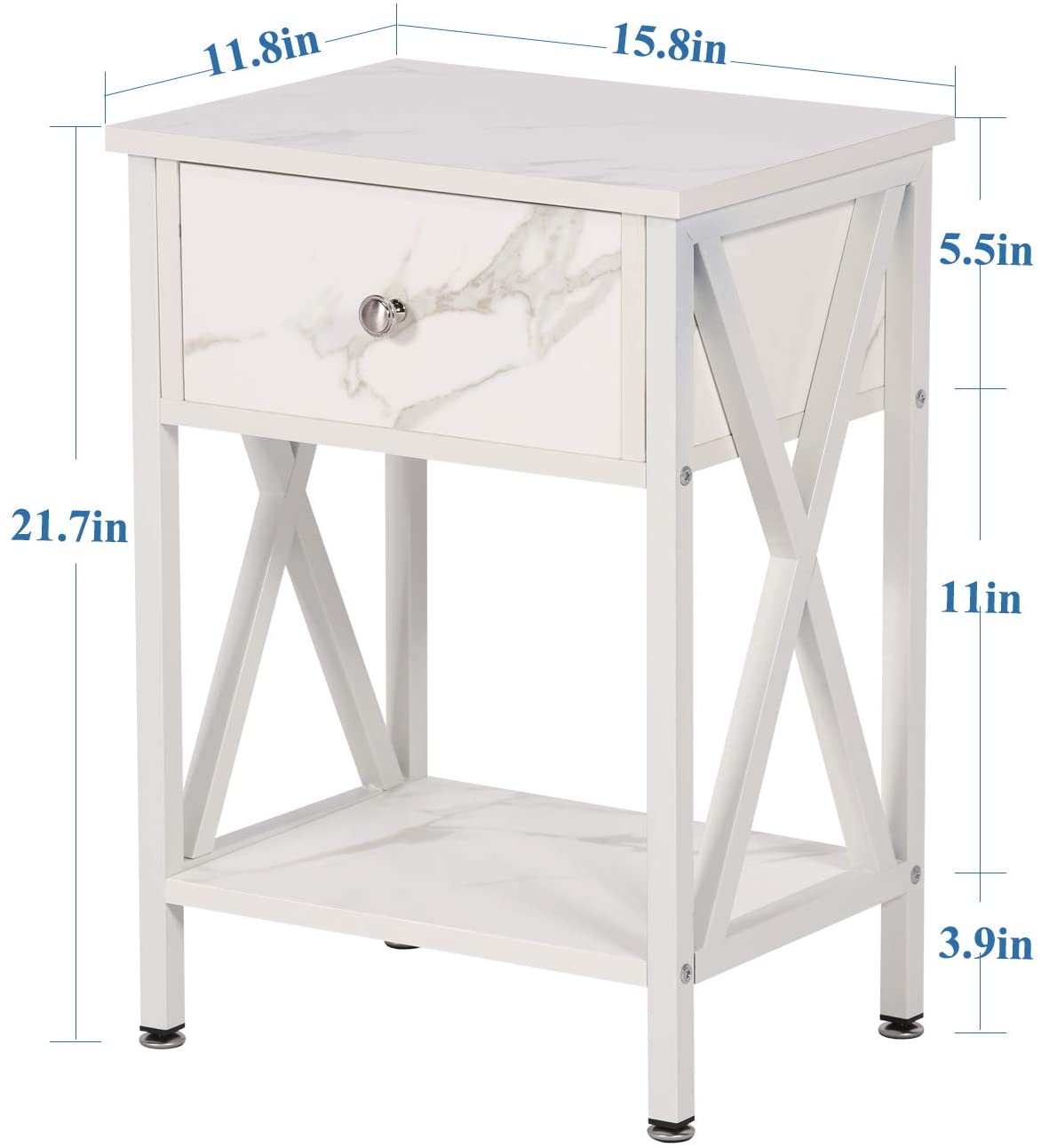 Storage Shelf With Bin Drawer For Living Room Bedroom Modern Versatile Nightstands X-design Side End Table Night Stand