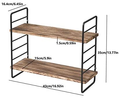 Floating Shelves Wall Mounted Adjustable Rustic Solid Wood Storage Display Wall Shelves 2 Tier