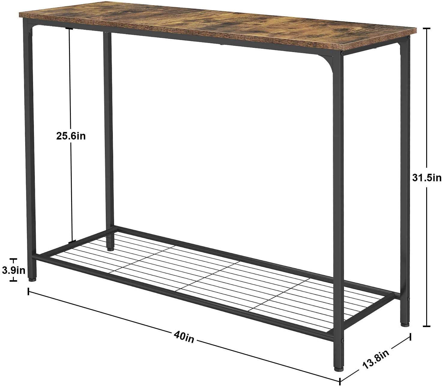 Living Room Industrial  Brown Console Table Entryway Table with Metal wood