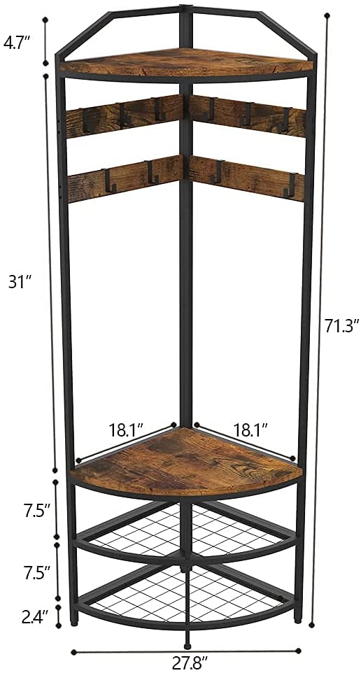 High-quality  Hall Tree with Shoe Bench Entryway Coat Rack For Easy Assembly And Suitable For Home Office Bedroom