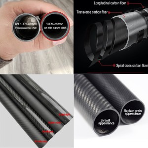 Customized 3k Carbon Fiber Round Hollow Pipe Carbon Fiber Colorized Tube