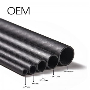 High strength 3K Carbon Fiber Tube 16*14*100MM/150MM/185MM/245MM Roll Wrapped tube