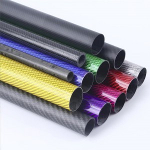 3k twill woven surface light weight matte hollow carbon fiber colored tube