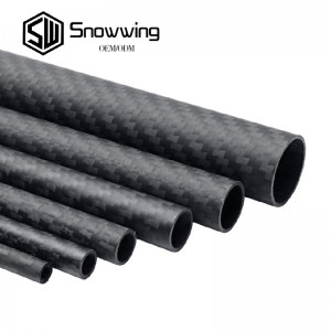 3K twill plain pattern roll wrapped carbon fiber tube 15mm 20mm