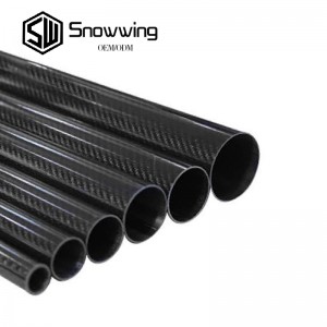3K twill plain pattern roll wrapped carbon fiber tube 15mm 20mm