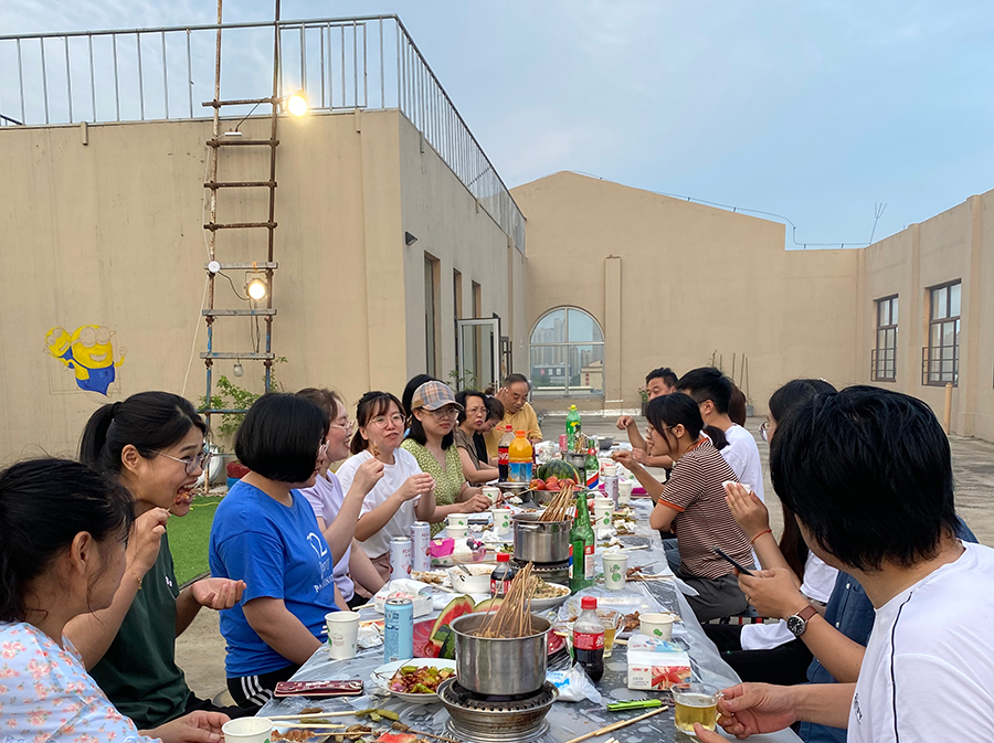 Team building dynamic sharing-barbecue on the terrace on July 9, 2021