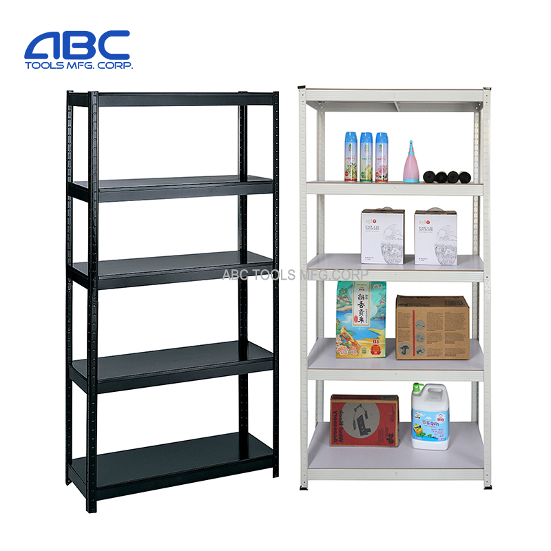 Philippines hot sale 5 tiers heavy duty white/black galvanized metal slotted boltless DIY rack shelving with powder coated Featured Image