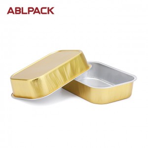 China High Quality Foil Food Box Manufacturer –  ABLPACK 380ML/ 11.8OZ  Rectangular shape aluminum foil baking trays with pet lid – ABL Baking
