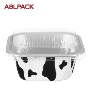 ABLPACK 100ML/3.3 OZ Square shape Ramadan use aluminum foil baking tray with PET lids