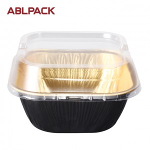 China High Quality Aluminum Food Tray Sizes Factories –   ABLPACK 230 ML/7.7OZ square shape aluminum foil container with PET lid – ABL Baking