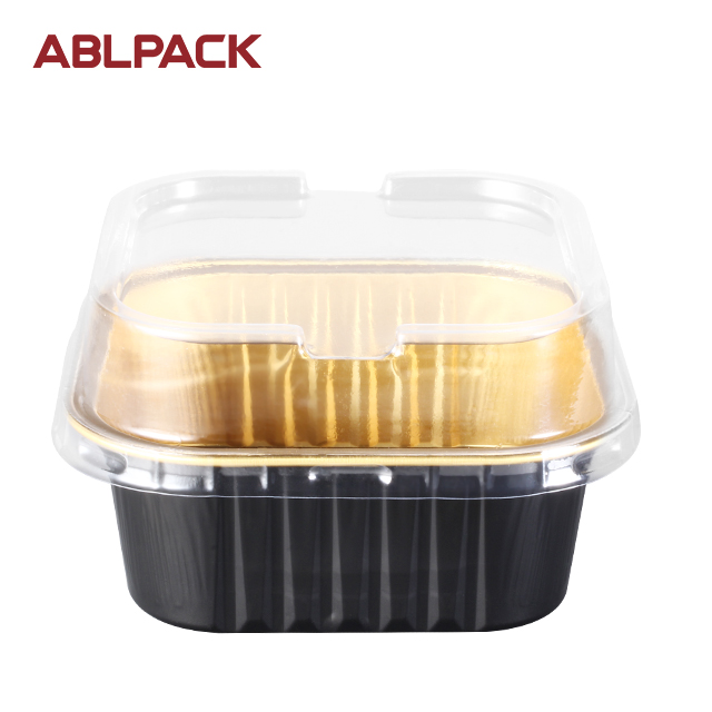 China High Quality Aluminum Disposable Containers Suppliers –  ABLPACK 300 ML/10 OZ square shape aluminum foil container with PET lid – ABL Baking