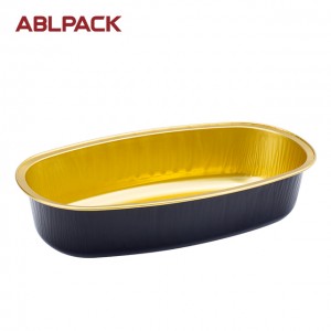 ABLPACK 350 ML/12.3 OZ  oval shape aluminum foil baking tray with high pet lid