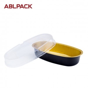 ABLPACK 350 ML/12.3 OZ  oval shape aluminum foil baking tray with high pet lid