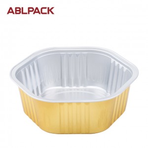 ABLPACK 400ML/13.5OZ  hexagon shape aluminum foil baking cups with plastic lid