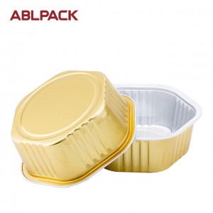 ABLPACK 400ML/13.5OZ  hexagon shape aluminum foil baking cups with plastic lid