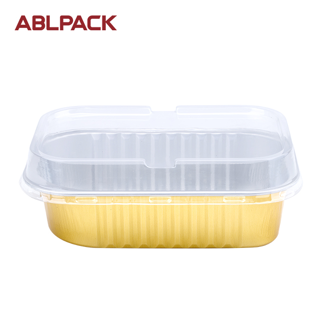 China High Quality Disposable Lunch Box Manufacturers –  ABLPACK 450 ML/15 OZ  oblong aluminum foil takeaway food tray with pet lid – ABL Baking