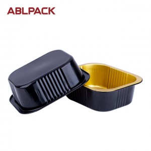 ABLPACK 555 ML/ 19OZ  square shape aluminum foil baking tray with high pet lid