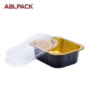 ABLPACK 555 ML/ 19OZ  square shape aluminum foil baking tray with high pet lid