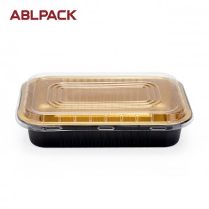 China High Quality Aluminum Foil Tray Sizes Factory –  ABLPACK 550ML/ 19.9OZ  rectangular shape aluminum foil loaf pan with PET lid – ABL Baking