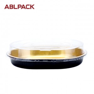 ABLPACK 950ML/32.1OZ Oval shape Ramadan use aluminum foil baking pan with PET lids