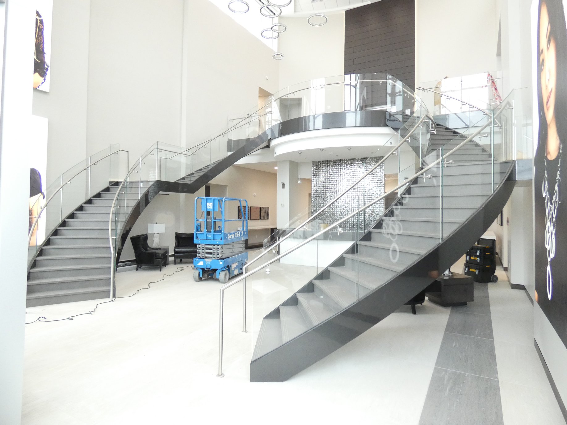 High reputation China Stone Tread Stainless Steel Curved Staircase