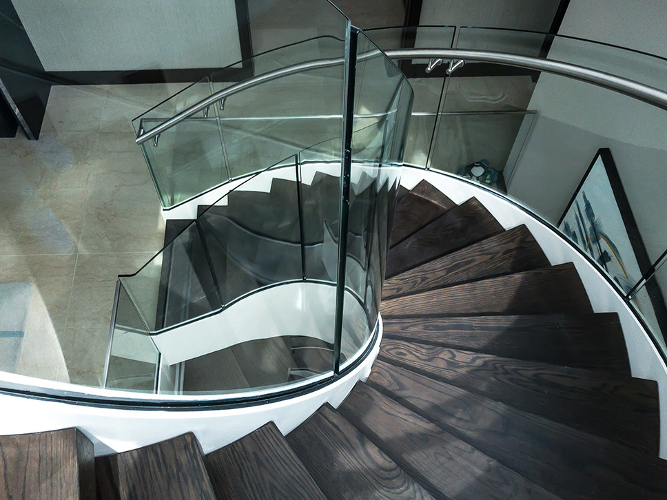 Manufacturer Modern Stainless Steel Handrail Curved Staircase