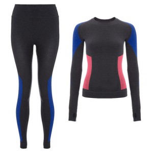 Sømløst sportsundertøjssæt (top og bund) – ski-/termoundertøj med elastan, hurtigtørrende antimikrobielt stretch-sportstøj til kvinder