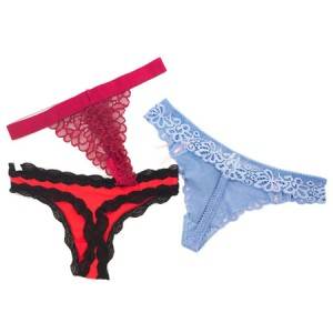 Yevakadzi 3-Pack Yakaderera-Rise Tambo Bikini Panties Sexy G-String Sexy T-Back multi-pack Panty