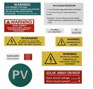 UV Stickers electrical wire label pv warning labels warning labels for pv system