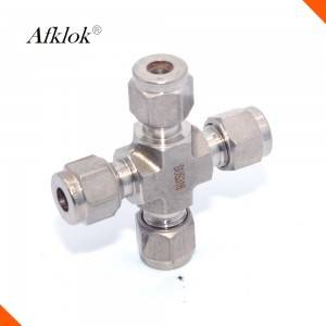Stainless Steel OD Connection Compression 4 Way Cross Pipe Fitting