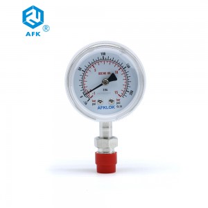 Stainless Steel Pressure Gauges 1/4in Male VCR Bottom Entry Pressure Gauge(0 to 250bar) Dial Size 50mm