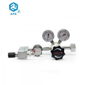 4000psi Double Stage Butane Gas SS316 Pressure Reducing Regulator Valve outlet with Diaphragm valve and flow meter