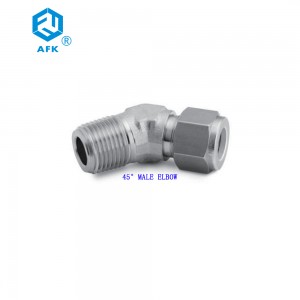 45° Male Elbow NPT Male Thread Stainless Steel 316 L 1/4 Male NPT to 1/4″ OD Tubing 3000psi
