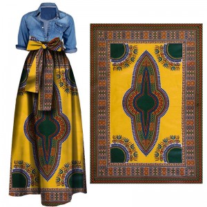 Angelina Fabric Dashiki Prints African Veritable Block  Wax Batik Designs with Yarn Yellow-Green 24FJ2020