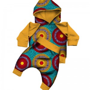 African Clothing Print Hoodies Tops and Pants Bazin Children Kids Outfits for WYT271