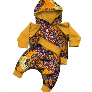 African Clothing Print Hoodies Tops and Pants Bazin Children Kids Outfits for WYT271