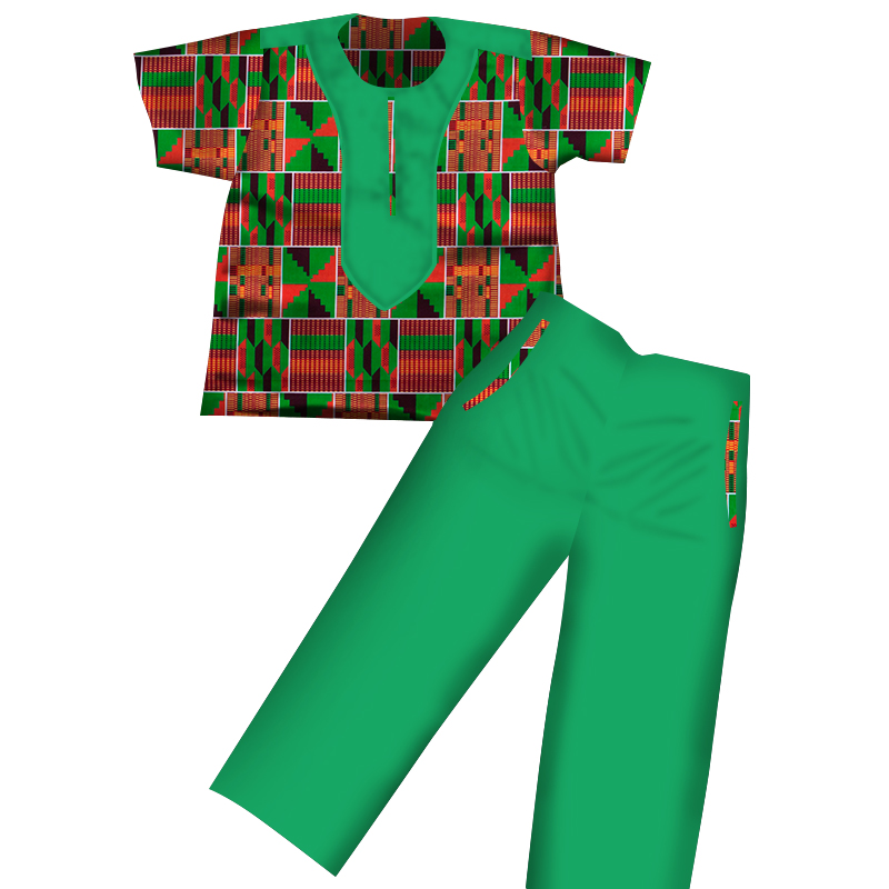 Chinese wholesale African Attire Fashion - Boys Clothes African Short Sleeves Plus Solid Color Long Pant WYT116  – AFRICLIFE